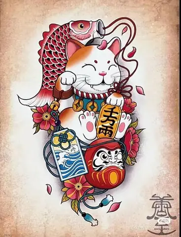 Chăm Sóc Hình Xăm Daruma Và Mèo Thần Tài Sau Khi Thực Hiện