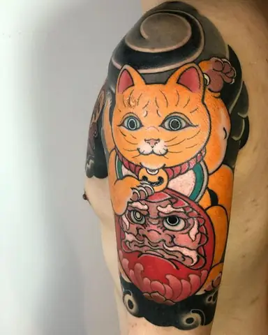 Chăm Sóc Hình Xăm Daruma Và Mèo Thần Tài Sau Khi Thực Hiện
