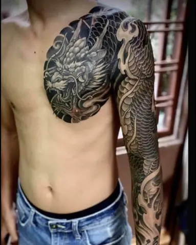 Các Mẫu Hình Xăm Rồng Vắt Vai Đẹp Nhất