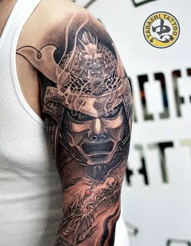 Hình Xăm Nhật Bản Samurai Ở Cánh Tay