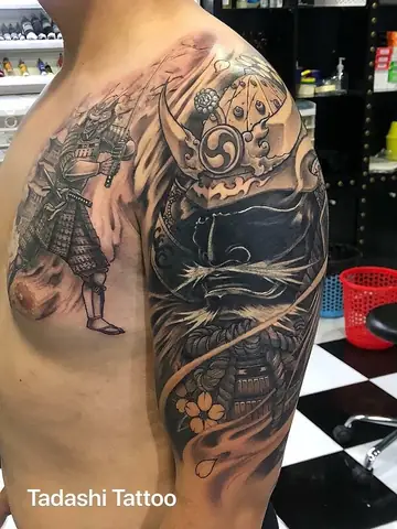 Hình Xăm Nhật Bản Samurai Ở Cánh Tay Hình Xăm Nhật Bản Samurai Ở Cánh Tay