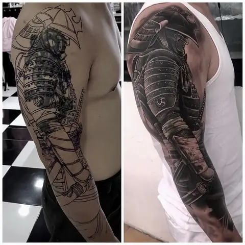 Hình Xăm Nhật Bản Samurai Ở Cánh Tay Hình Xăm Nhật Bản Samurai Ở Cánh Tay