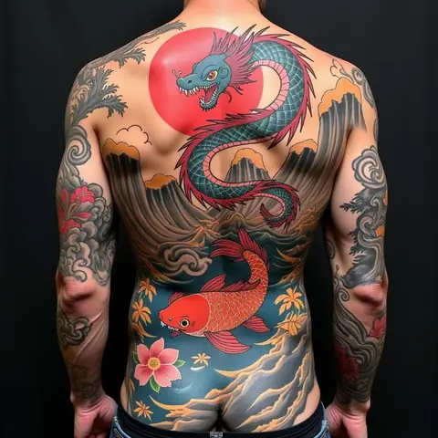 Hình Xăm Sông Núi Nhật Bản (irezumi) Hình Xăm Sông Núi Nhật Bản (irezumi)