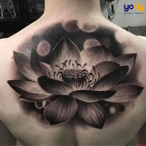 Hình Xăm Hoa Sen Đen Trắng