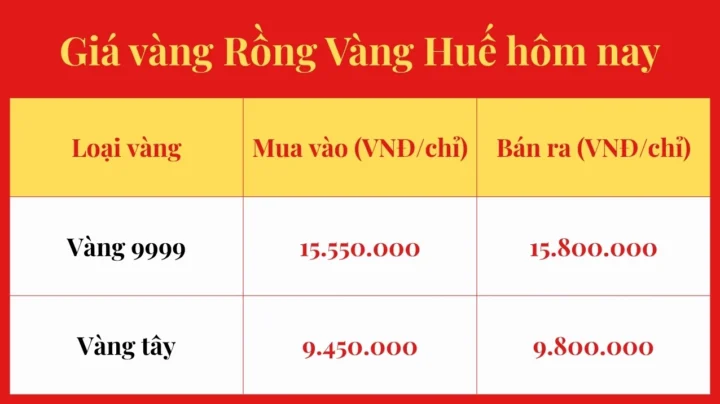 Giá Vàng Rồng Vàng Huế Hôm Nay 2026: Cập Nhật Mới Nhất Biểu đồ giá vàng Rồng Vàng Huế hôm nay