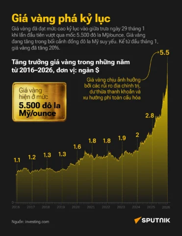 Biểu đồ xu hướng giá vàng dài hạn