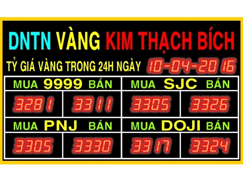 Bảng giá vàng tham khảo tại Phú Yên