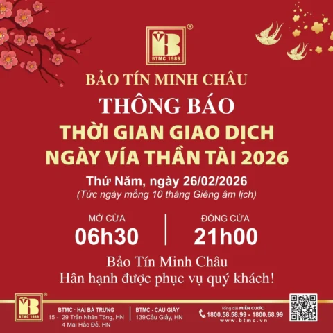 Biểu đồ giá vàng BTMC năm 2026